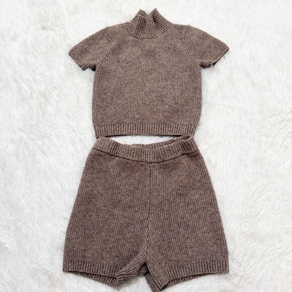 Anthropologie Sweaters - Saturday Sunday By Anthropologie Mock Neck Knit Sweater Short Set in Brown Small